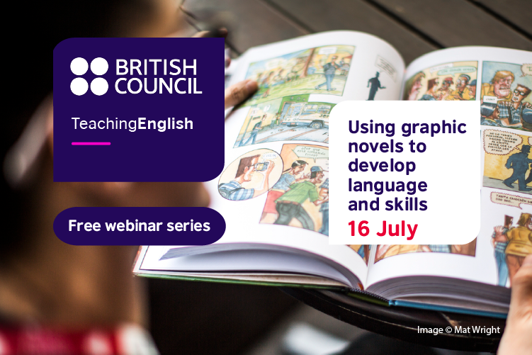  Teaching English Webinar: Picture of a person reading a graphic novel