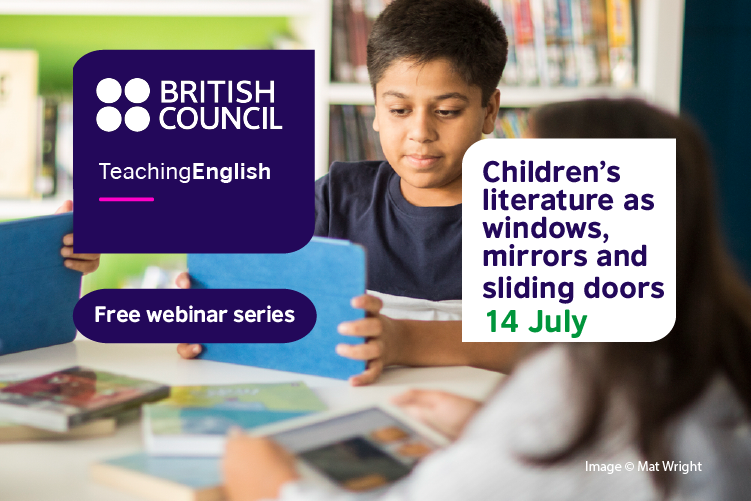 Teaching English Webinar: Classroom setting with boy watching tablet screen