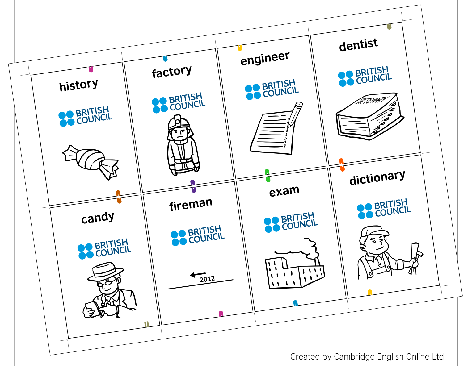 Words and picture dominoes cards