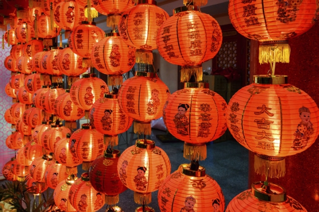 Red paper lanterns as Lunar New Year decorations