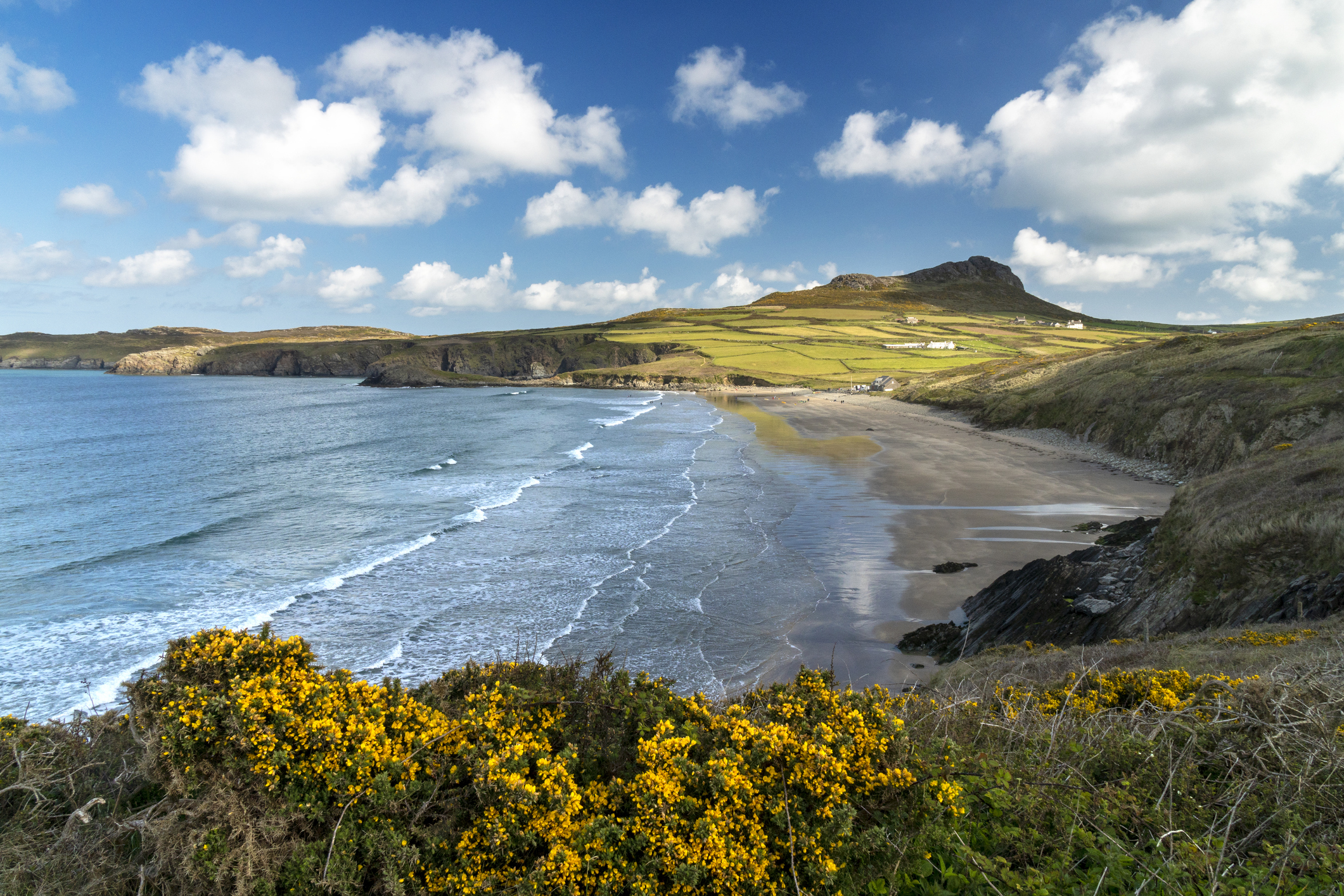 Whitesands beach and Carn Llidi, Pembrokeshire, Wales