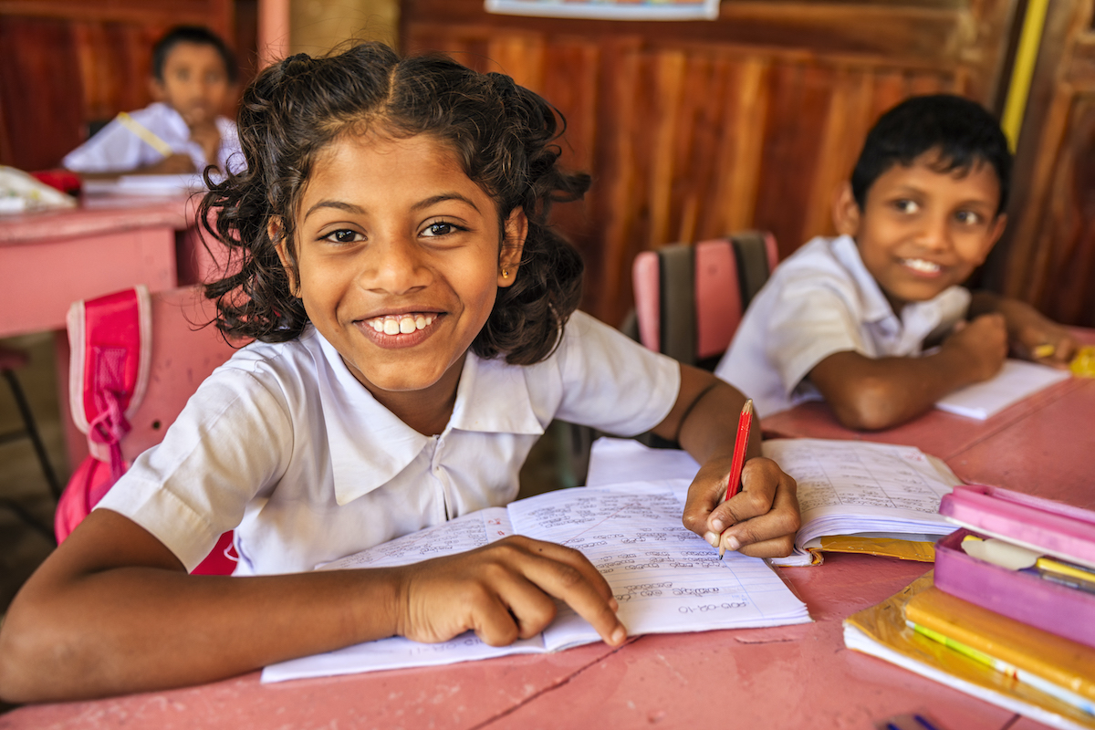 Sri Lankan school children in classroom