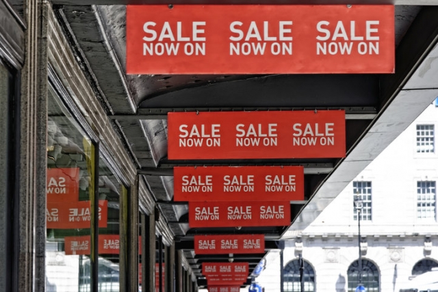 Sale signs outside a shop