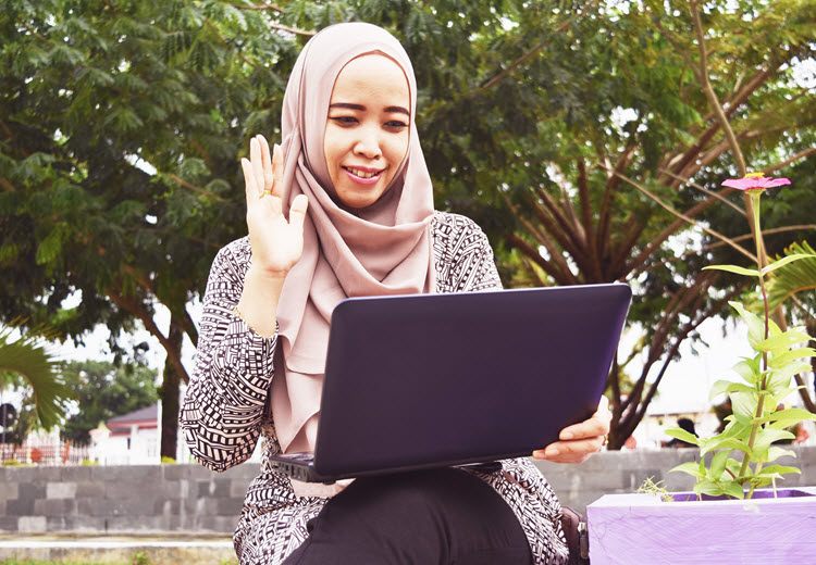 Woman using a laptop