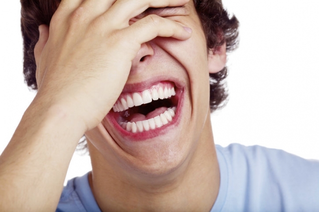 A man laughing