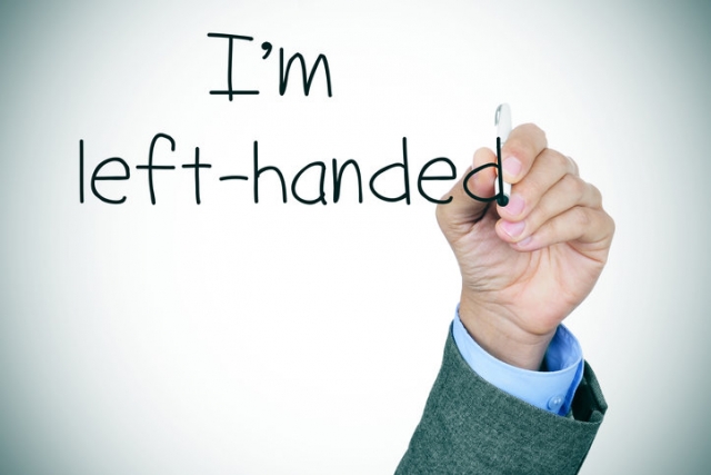 Man writing I'm left-handed