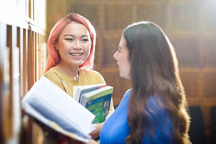 Two students in the library