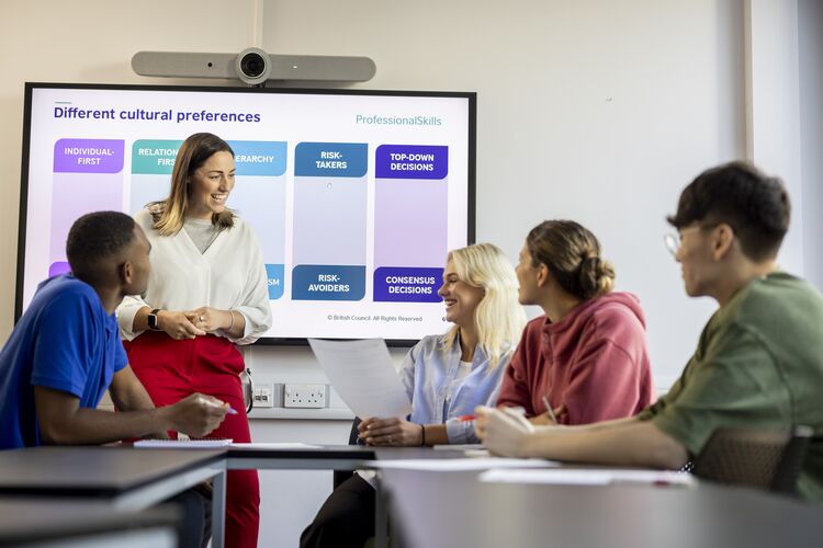 adults studying in a classroom in the UK