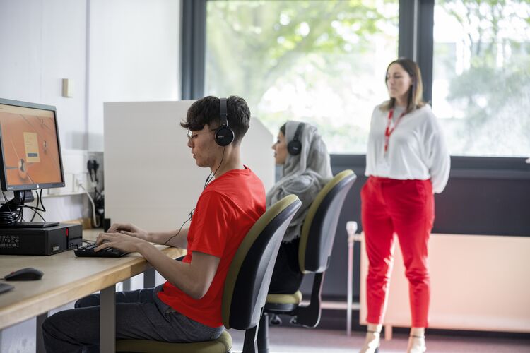 Student taking a computer based test