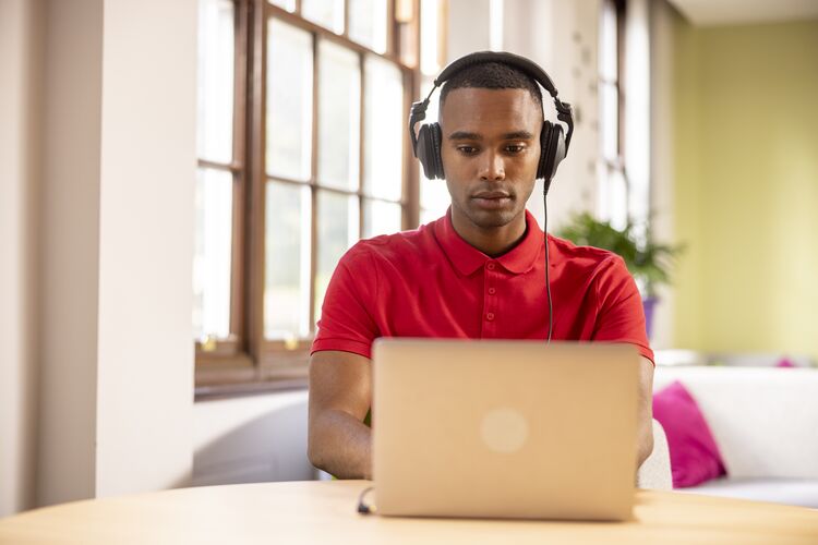 Man taking a computer test