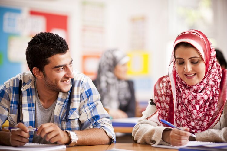 Two students in Bahrain talking