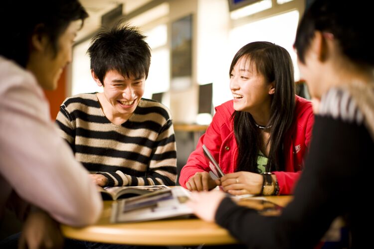 Student laughing together