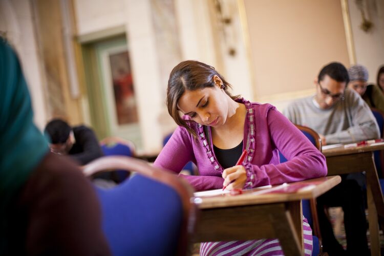 A woman doing a test