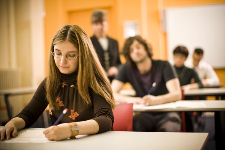 Student in Italy doing a test