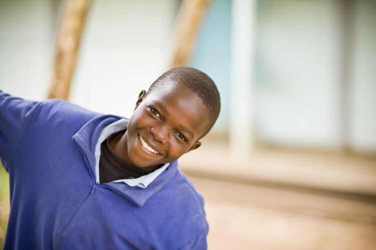 Smiling student in Kenya