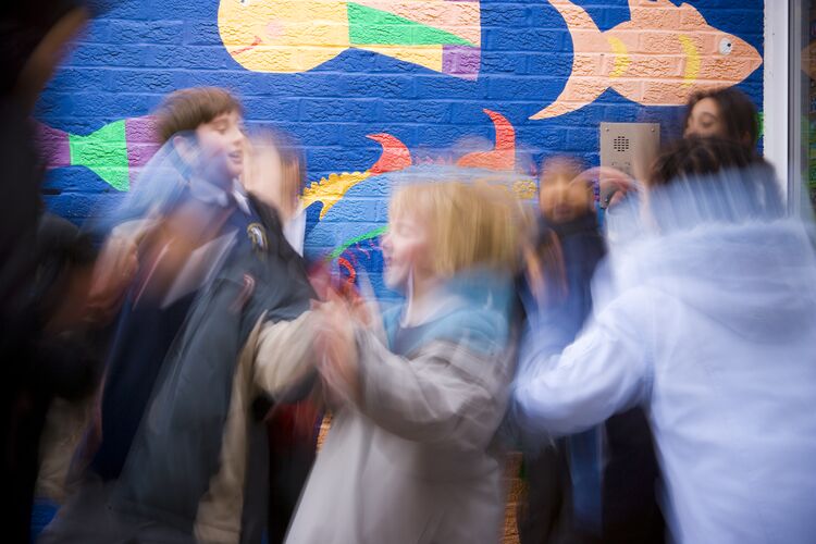 children playing outside school