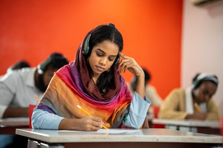 Woman taking a test