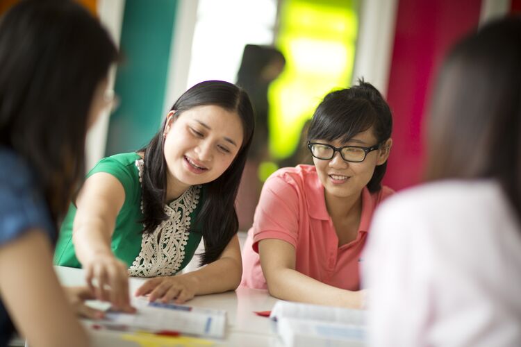 Vietnamese students working together