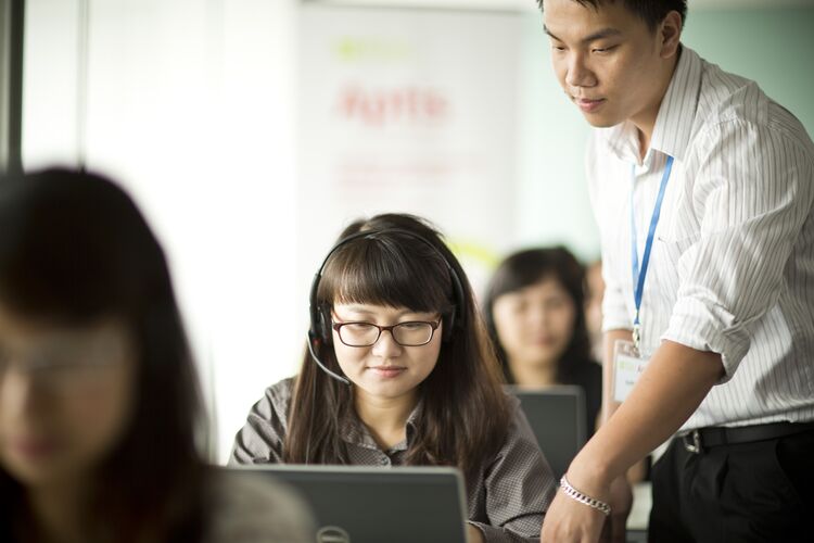 A student taking a computer-based test